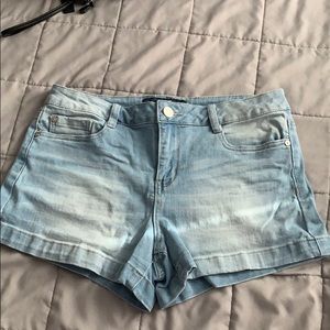 Light wash jean shorts